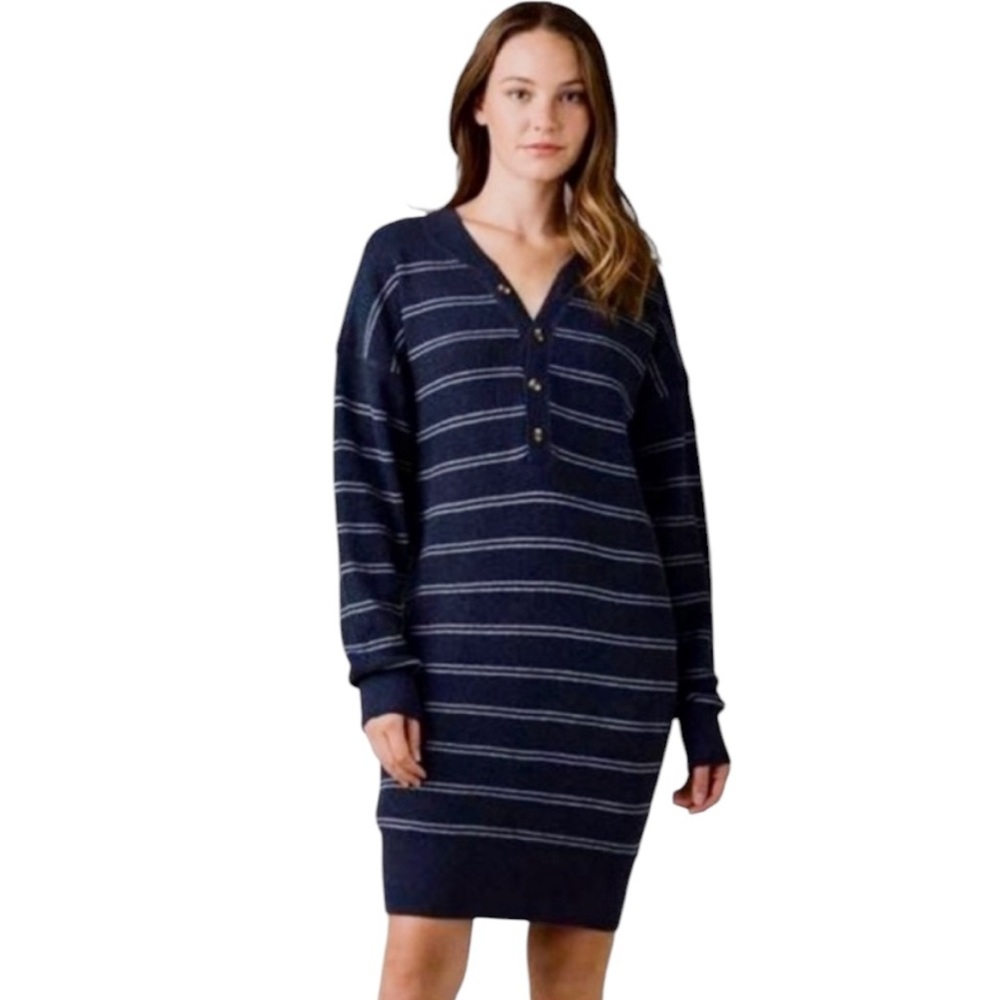 Prana “Milani” Henley Knit Waffle Sweater Dress NWT (K-1)